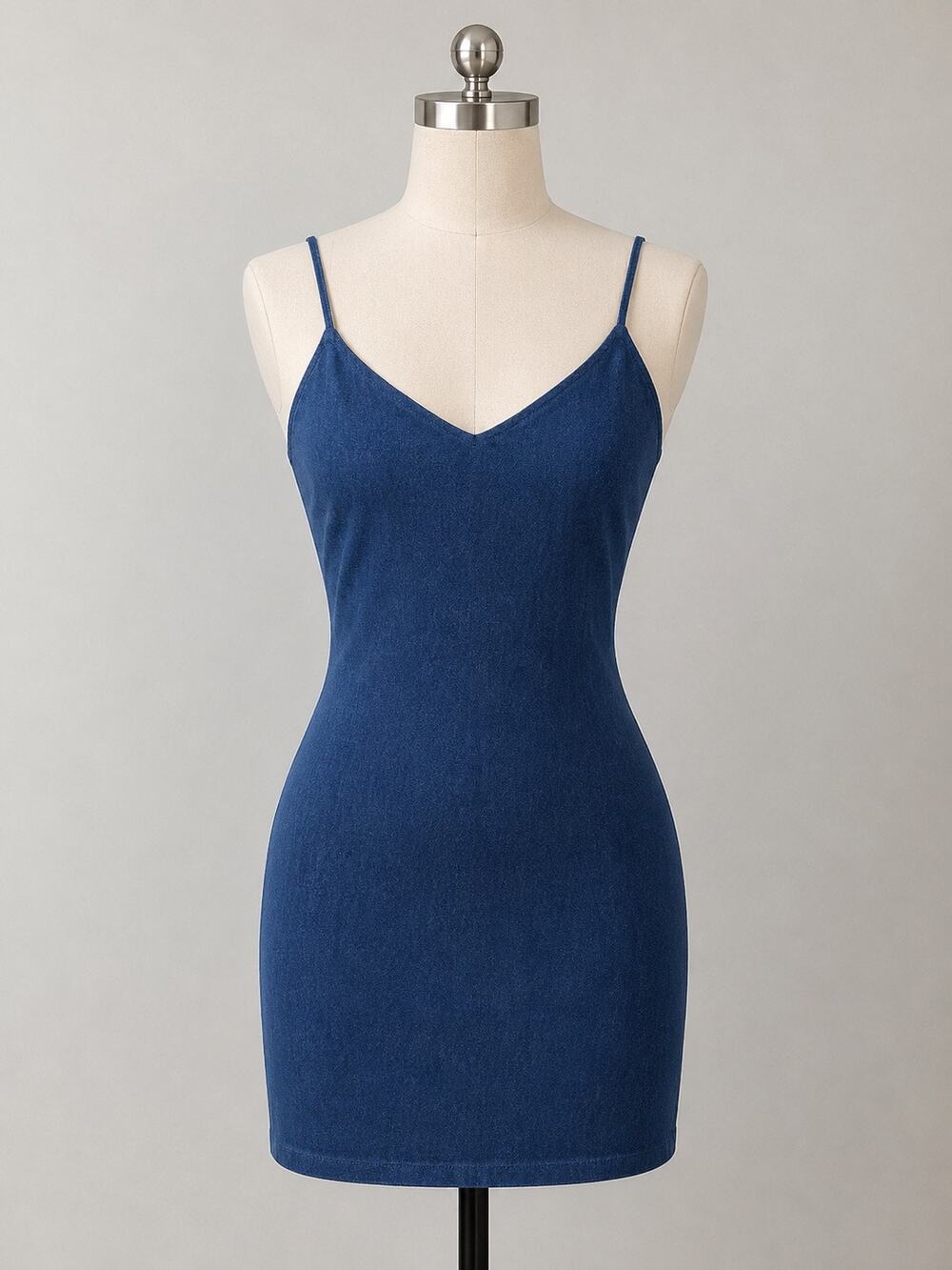 Susana Monaco Dark Denim Stretch Mini Slip Dress Large NWT Bodycon V-Neck